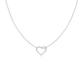 Colier argint cu perla naturala alba si inima cu pietre  DiAmanti AN5126NRH-AS